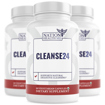 Cleanse24 | Intestinal Cleanse for Humans with Wormwood | Gut Cleanse for Men & Women, Herbal Intestinal Cleanse, Papaya, Black Walnut, 30 Days Supply, 60 Capsules