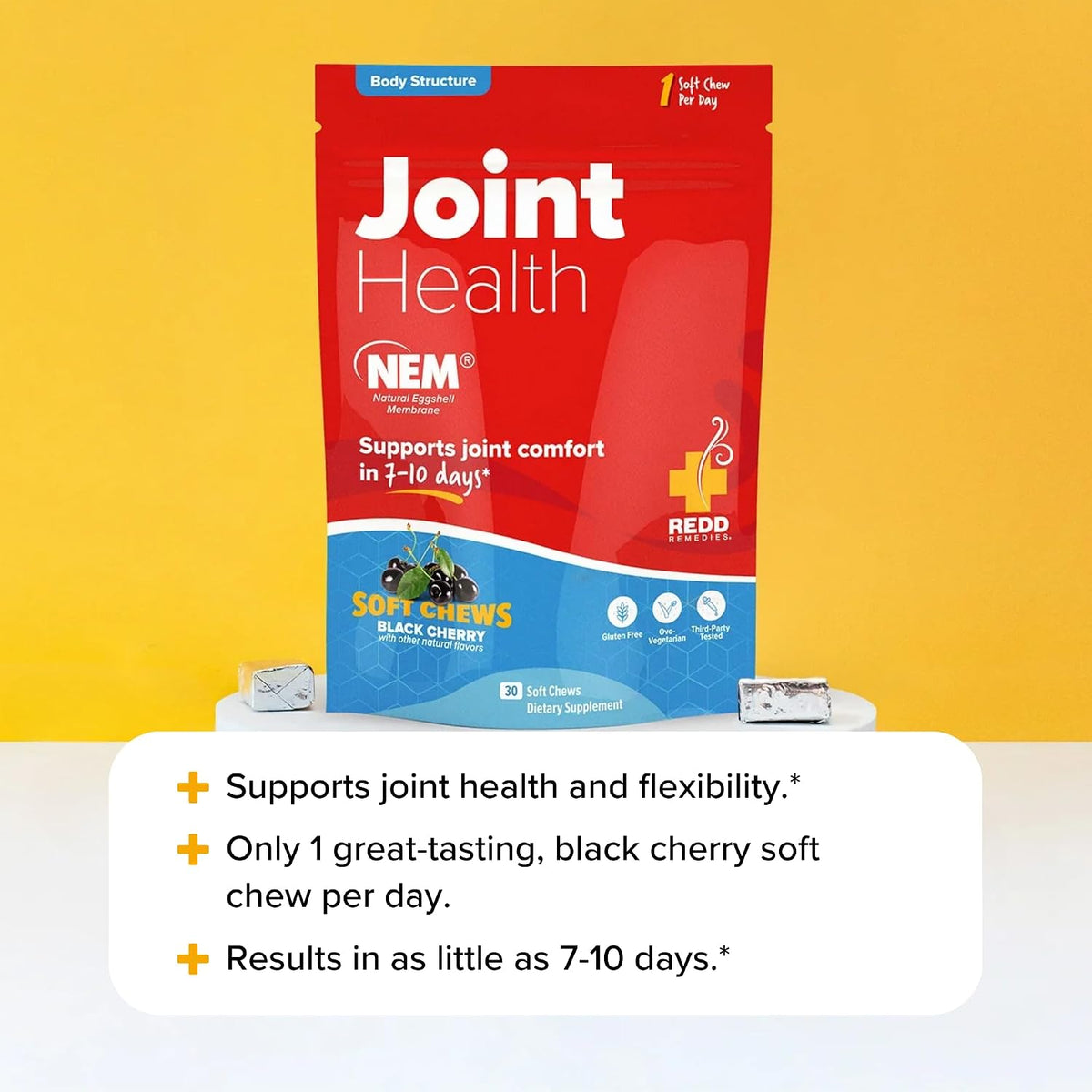 Redd Remedies, Joint Health Original, Helps Strengthen Connective Tissue and Cartilage, Black Cherry Flavor, 30 Soft Chews