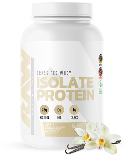 RAW Whey Isolate Protein Powder, Dark Chocolate - 100% Grass-Fed Sports Nutrition Whey Protein Powder for Muscle Growth & Recovery - Low-Fat, Low Carb, Naturally Flavored & Sweetened - 25 Servings