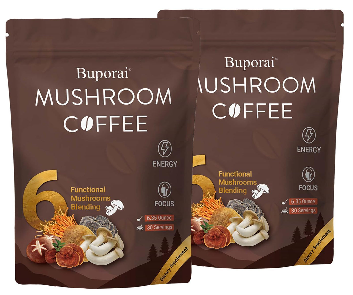 Mushroom Coffee, Instant Mushroom Coffee with 6 Mushrooms | Lion’s Mane, Cordyceps, Turkey Tail & Other for Energy, Focus, Digestion, Immunity, 30 Servings