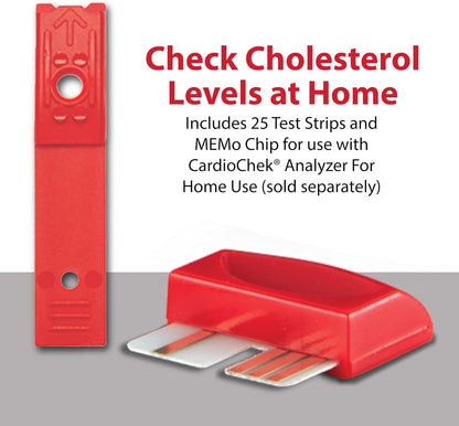 PTS Panels Cholesterol At-Home Self-Test Strips, 25 Tests | Cholesterol Testing for Use with CardioChek Analyzer (Sold Separately), Fast 45-Second Blood Test for Home Use