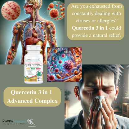 QUERCETIN PLUS, Quercetin 1,000mg, Bromelain 500mg and Vitamin C 1,000mg, (120 Capsules), 3 in 1 from Bioflavonoids, Supports Immune, Cardiovascular & Respiratory Health, Seasonal Allergy Relief.