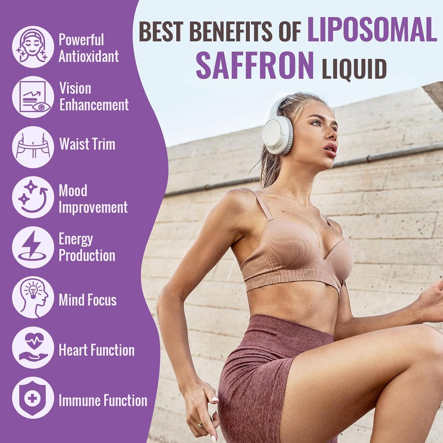 Saffron Supplements - 88.5 mg Saffron Extract Better Bioavailability Liposomal Drops for Mood, Energy, Vision & Focus with Ashwagandha, Turmeric, Magnesium, Zinc, Vitamin B12 & D3, 60 ml, 30 Servings | Liposomal Formula, With Ashwagandha, Magnesium, Zinc,