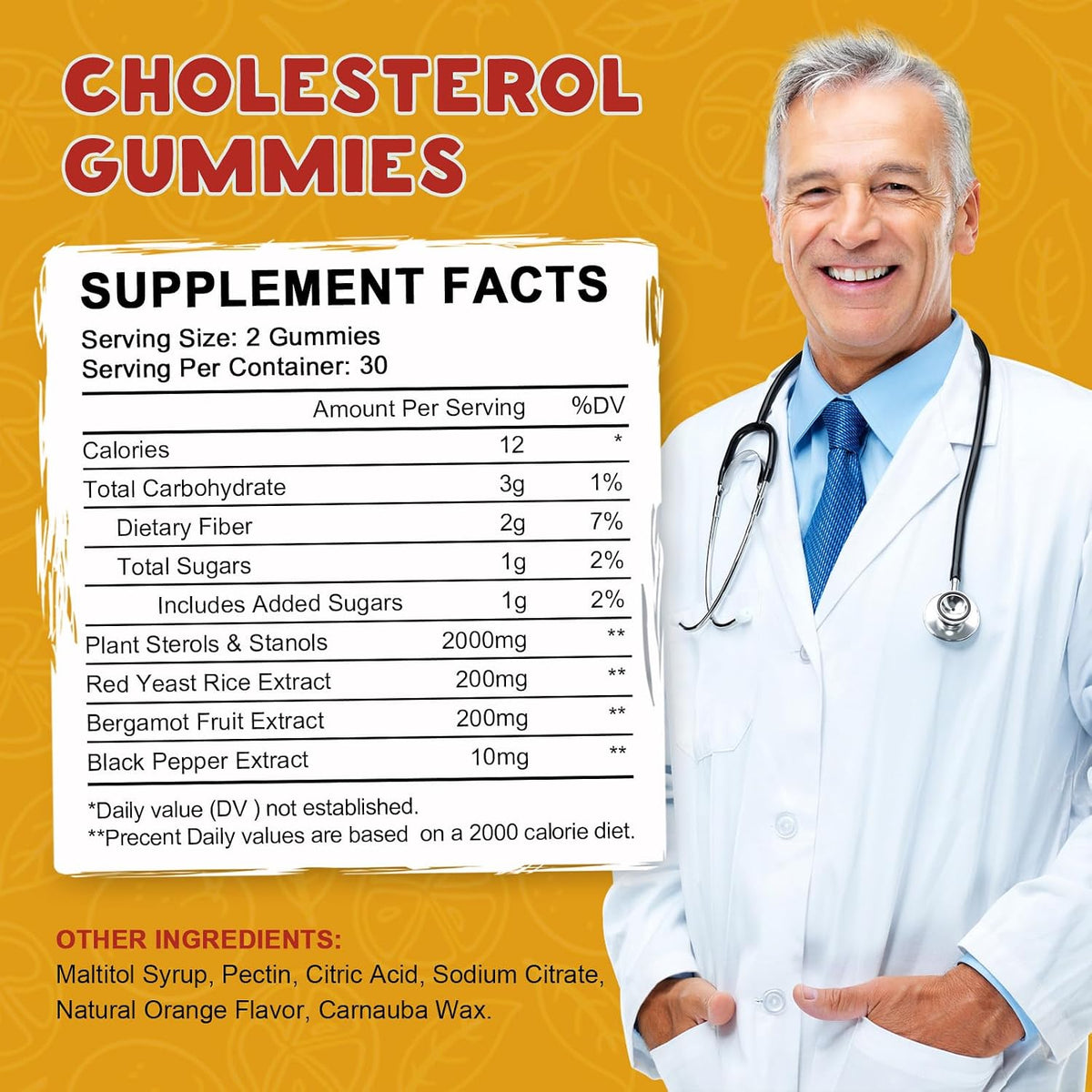 (2 Pack) Cholesterol Supplements Gummies for Cholesterol Healthy, Plant Sterols & Stanols, Red Yeast Rice, Citrus Bergamot Complex for Cholesterol, Maintain Healthy Cholesterol Levels - 60 Day Supply