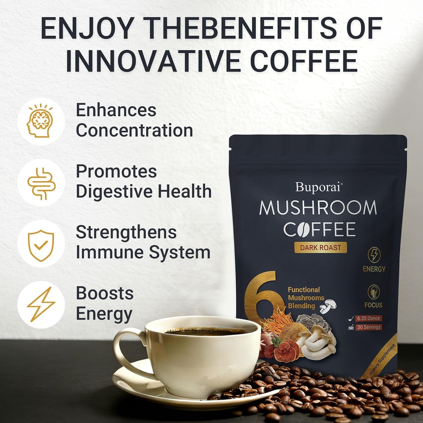 Mushroom Coffee Dark Roast +Medium Roast