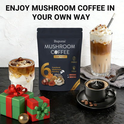 Mushroom Coffee, Instant Mushroom Coffee Organic with 6 Mushrooms Lion’s Mane, Cordyceps, Turkey Tail & Other for Energy, Focus, Digestion, Immunity, 35 Servings
