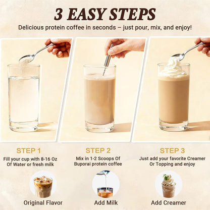 Caramel Protein Coffee Powder - Instant Iced Coffee, Sugar Free, Keto Friendly, 10 g Protein, 80 mg Caffeine Per Serving - 20 Servings