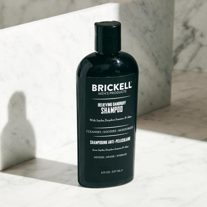 Brickell Men's Relieving Dandruff Shampoo For Men, Soothes and Eliminates Dandruff With Salicylic Acid, Ziziphus Joazeiro, and Aloe, 8oz, Scented