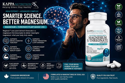 Magnesium L-Threonate Plant-Based 3 in 1 Powered by Magbrain® Magnesium L-Threonate Plant-Based | Magnesium Bisglycinate & Magnesium Malate | Up to 420 mg Elemental Magnesium | 150 Vegan Capsules.