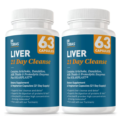 Dr. Tobias Liver 21 Day Cleanse 63 Capsules | Herbal Liver Detox Cleanse | Liver & Digestive Support | Milk Thistle + Dandelion + Artichoke | SOLARPLAST + Enzymes | 21-Day Program
