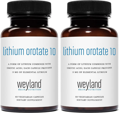 Lithium Orotate - 10mg of Elemental Lithium, 60 Vegetarian Capsules (Pack of 2)