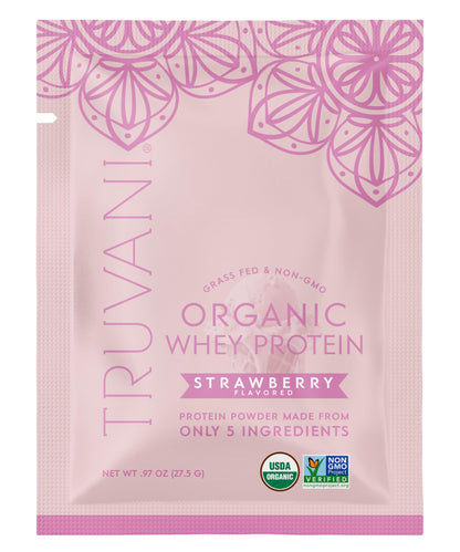 Truvani Organic Whey Protein Powder | Vanilla | 1 Serving | 20g Grass Fed Whey Protein | USDA Organic & Non-GMO | Gluten Free | No Gums, No Soy, No Stevia, No Added Sugars