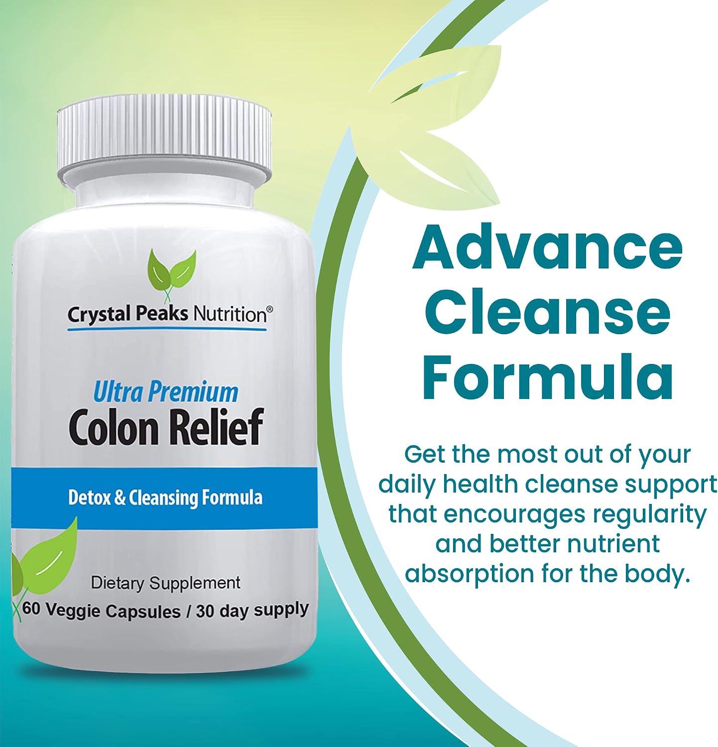 Natural Colon Cleanser Capsules for Constipation Relief and Gut Cleanse Detox - Cascara Sagrada, Psyllium Husk & Bentonite (60 Capsules)