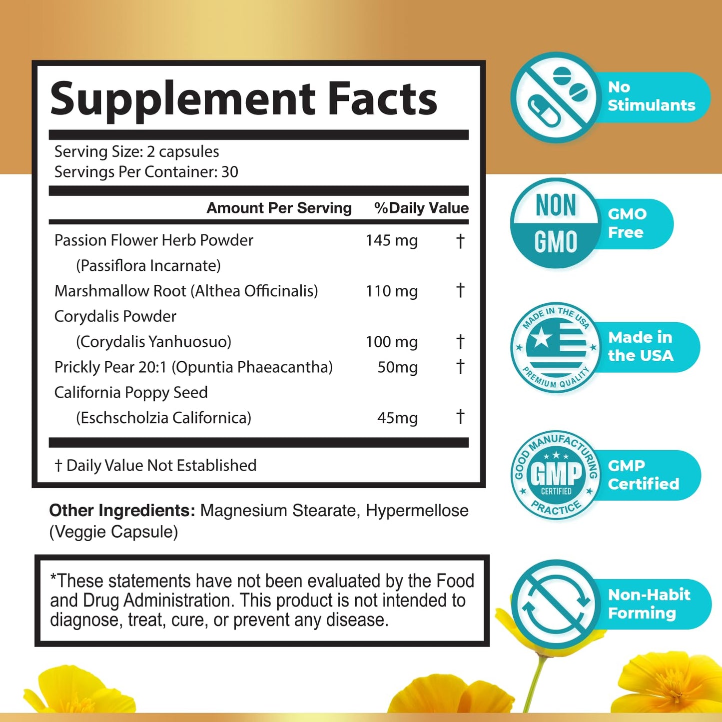 NerveCalm – Passion Flower & Prickly Pear Caps – 30 Ct, 1 Month Supply | Passion Flower, Prickly Pear & California Poppy | Vegan, Non-GMO, Made in USA | Easy-to-swallow capsule