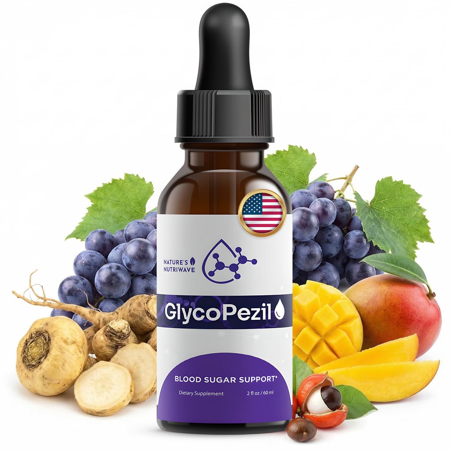 GlycoPezil Drops – Chromium, Maca & Ginseng – 2 fl oz, 3 Month Supply | Chromium, Maca Root, Ginseng & plant extracts | Non-GMO, GMP-Certified, Made in USA | Dropper, daily drops