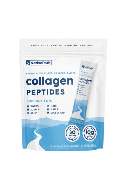 NativePath Collagen Peptides, Grass-Fed Type 1 & 3, 45 Servings | 10g Hydrolyzed Per Scoop, Supports Hair, Skin, Nails & Joints, Unflavored, Women & Men, Keto & Paleo