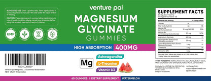 60 Day Supply Magnesium Glycinate 400mg Gummies Sugar Free High Absorption | With Ashwagandha, L-Theanine, CoQ10, Vitamin D3 & B6, Adults & Kids, Stress Relief, Sleep & Calm, Vegan, Gluten Free