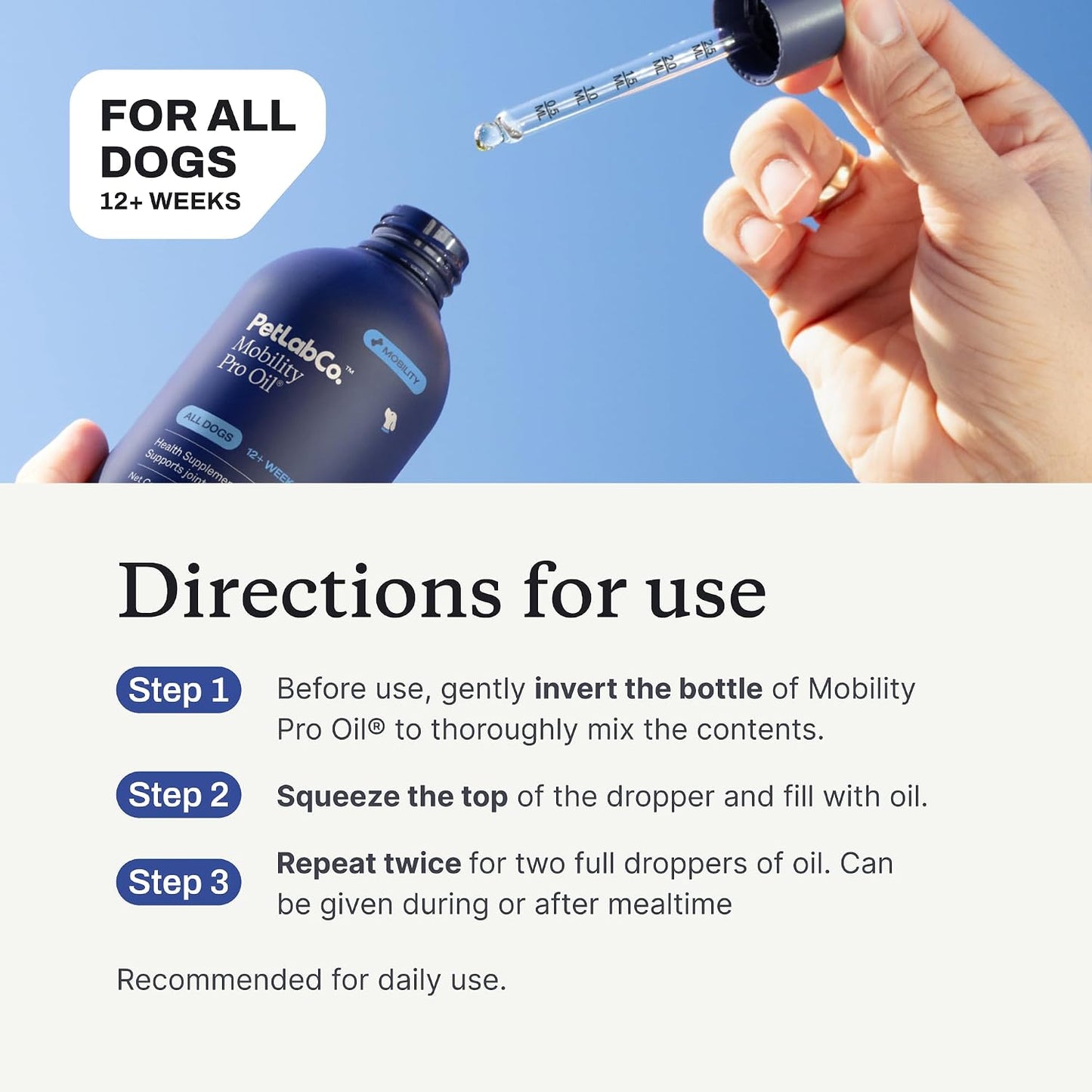 PetLab Co. Mobility Pro Oil for Dogs, Curcumin Joint Oil | Curcumin and zinc liquid formula, pumped onto food daily, to support joint flexibility