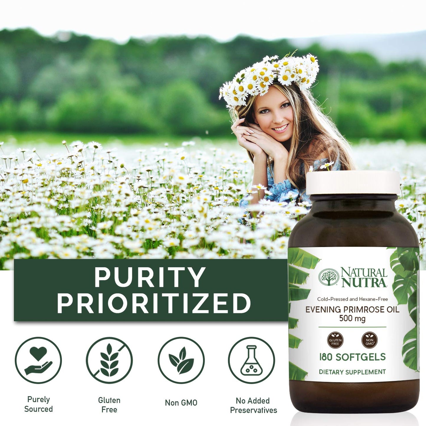 Natural Nutra Evening Primrose Oil Supplement, 500 mg, 90 Softgels | Nerve Health, Helps Reduce Skin Blemishes & Fatty Acid, Balance Body Secretions, Promote Heart Health, Skin Clarity