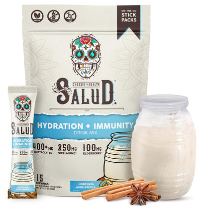 Salud 2-in-1 Hydration + Immunity Drink Mix, Cucumber Lime | Electrolytes Powder, Agua Fresca, Elderberry, Dairy & Soy Free, Non-GMO, Gluten Free, Vegan, 1g Sugar (15 Servings)
