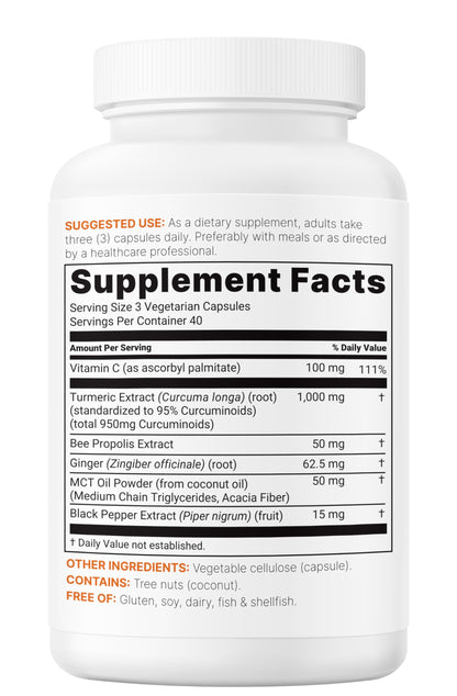 Micro Ingredients Turmeric Curcumin 1,000mg Per Serving, 120 Capsules | Turmeric Curcumin Supplement with 95% Curcuminoids, Black Pepper & Ginger. Filler Free, Non-GMO, Vegetarian, Gluten Free.
