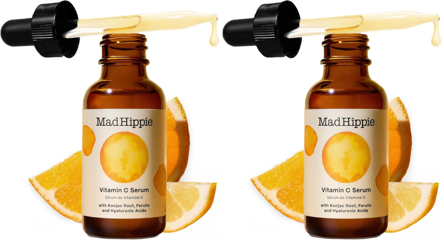 Mad Hippie Vitamin C Serum for Face – C + E + Ferulic Acid, Hyaluronic Acid, Stable Low-Irritation Formula, Brightening, 1.02 Fl Oz