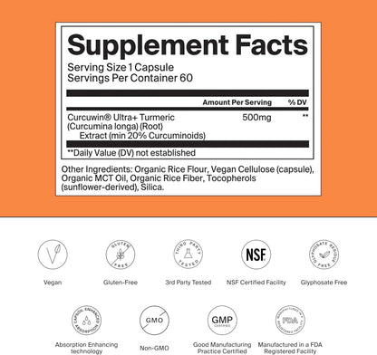 Curcumin - Turmeric Supplement Capsules - 60 Count | Anti-Inflammatory Ache Support, Bioavailable & Third-Party Tested, Seasonal Allergy & Response Aid, 149x Higher Absorption