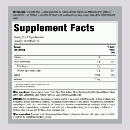 Piping Rock Melatonin Gummies 12mg | 60 Count | Maximum Strength Supplement for Adults | Berry Flavor | Vegan, Non-GMO, Gluten Free