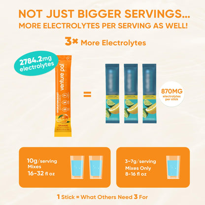 Venture Pal Sugar Free Electrolyte Powder, Liquid Daily IV Hydration Packet | 7 Electrolytes & 5 Vitamins, Electrolytes Dink Mix for Party Recovery & Instantly Hydration, Vegan, Keto-Friendly, 16 Sticks