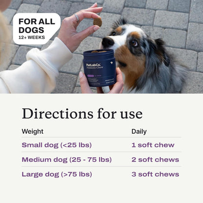PetLab Co. Probiotic Chews for Dogs, 30 Soft Chews, 2-Pack | 8-strain probiotic blend with prebiotics to support digestive health, skin and seasonal allergy support