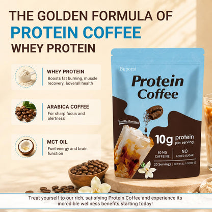 Caramel Protein Coffee Powder - Instant Iced Coffee, Sugar Free, Keto Friendly, 10 g Protein, 80 mg Caffeine Per Serving - 20 Servings
