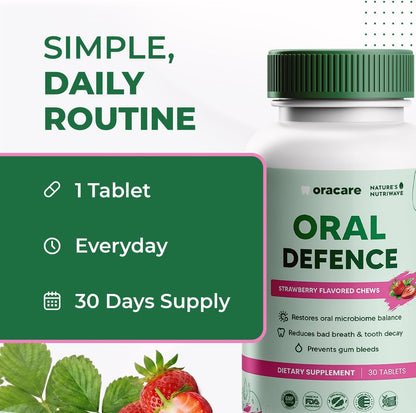 Oracare – Daily Oral Support with Enzymes, Hydroxyapatite, Xylitol & 3-Strain Probiotic Blend – Non-GMO Stimulant-Free Formula – Made in USA – 30 Melt-In-Mouth Tablets, 1 Month Supply