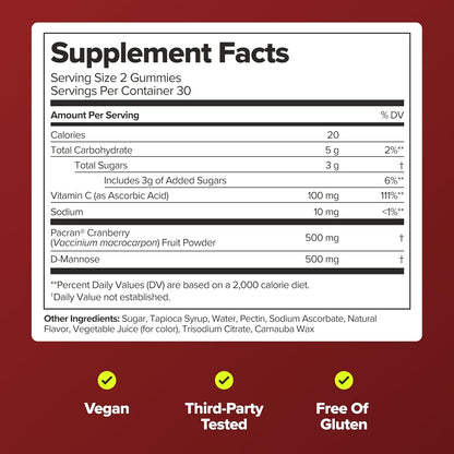 URO Urinary Tract Gummies with Pacran Cranberry – 30-Day Supply