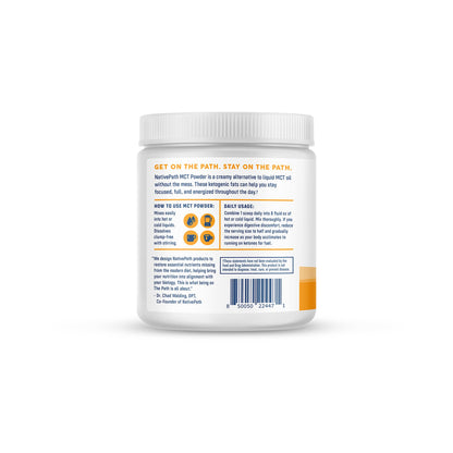 NativePath MCT Oil Powder, Keto C8 & C10, Unflavored, 25 Servings | From Coconut, Supports Clean Energy & Ketones, Coffee & Smoothies, Dairy-Free, Prebiotic Acacia Fiber