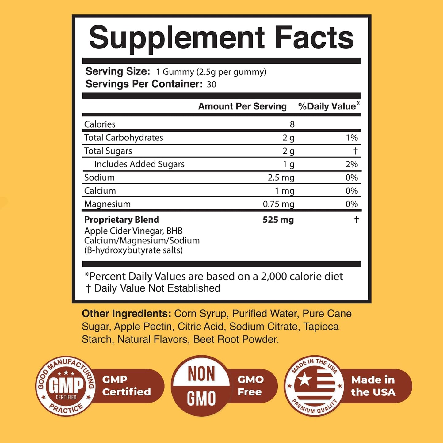 Burntide ACV & BHB Gummies – USA Made, 30 Gummies, 1 Month Supply | Apple Cider Vinegar & BHB Mineral Salts Formula, Features Calcium, Magnesium | Natural Ingredients, GMP-Certified