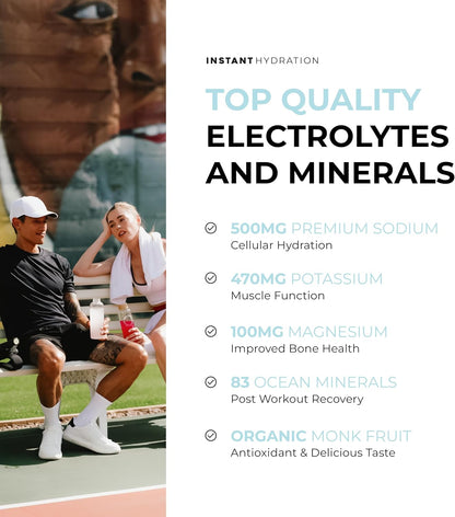 Instant Hydration Electrolytes Powder Packets - Variety Pack - Zero Sugar - Keto, Vegan, Gluten-Free, Non-GMO - Boost Recovery, Brain Function, Muscle & Tissue Health - 12 Sticks