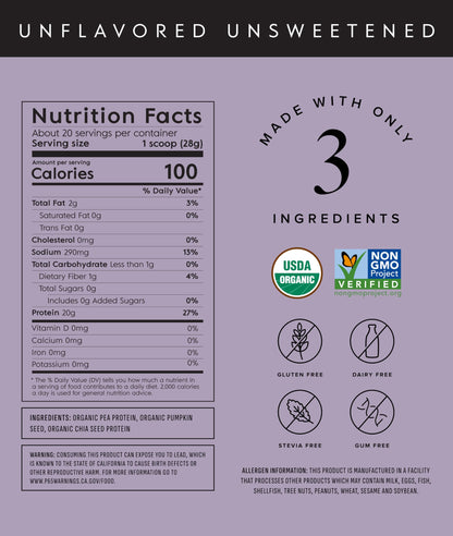 Truvani Organic Plant Based Protein Powder | Vanilla | 18 Servings | Vegan | 20g Pea Protein | Keto | Gluten & Dairy Free | Low Carb | No Added Sugar