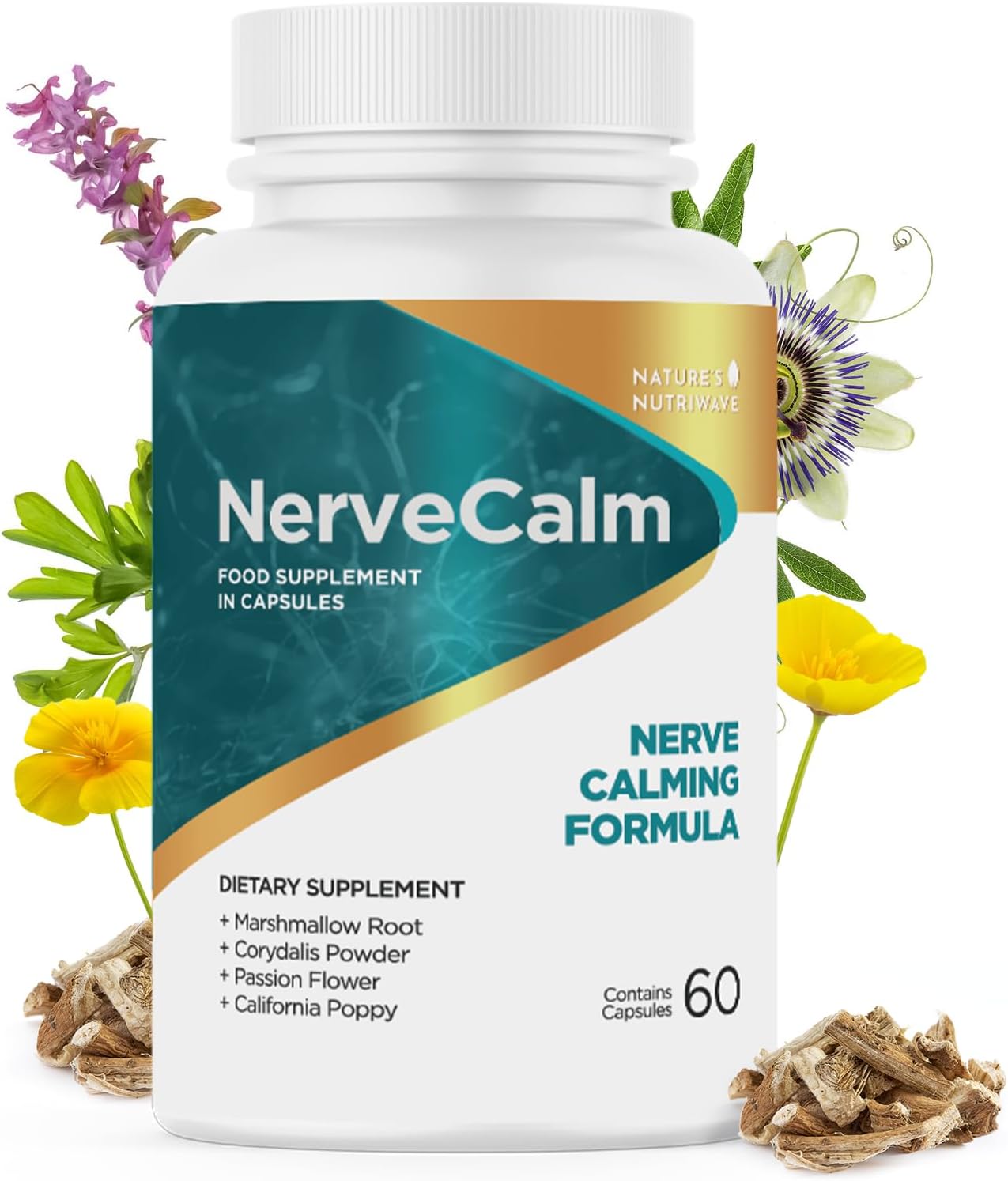 NerveCalm – Passion Flower & Prickly Pear Caps – 30 Ct, 1 Month Supply | Passion Flower, Prickly Pear & California Poppy | Vegan, Non-GMO, Made in USA | Easy-to-swallow capsule