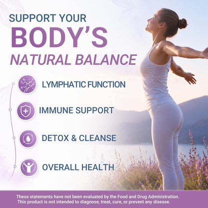 Lymphatic Support Drops Liquid –Lymph Drainage for Women & Men, Herbal Blend with Echinacea, Elderberry & Thyme, Alcohol-Free Glycerin Extract, Immune & Detox Support, 2 fl oz (60 Servings) (1)