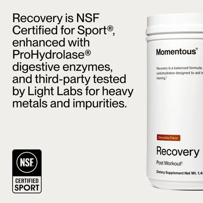 Momentous Recovery Grass-Fed Whey Protein Powder - 20 g Post-Workout Whey Isolate Protein - NSF Certified for Sport - Gluten-Free - 15 Servings - Chocolate - Package May Vary