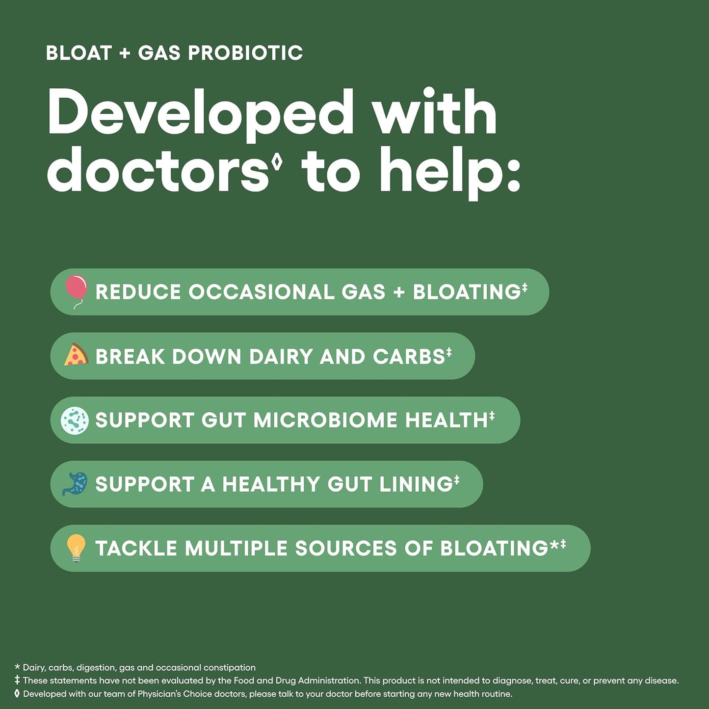 Physician's CHOICE Bloat Bundle: Bloat & Gas Probiotic 30ct + Digestive Enzymes 60ct