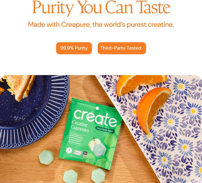 Create Creatine Gummies – Single-Serve Packs – 30ct – Variety Pack | NSF Certified for Sport – Made with Creatine Monohydrate, Vegan & Gluten-Free, Anti-Melting Formula, 3 Gummies per Pack