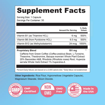 Memyts – B Vitamins & Herbal Extract Capsules – 30 Ct, 3 Month Supply | B Vitamins & herbal extracts | Non-GMO, Made in USA | Easy-to-swallow daily capsule