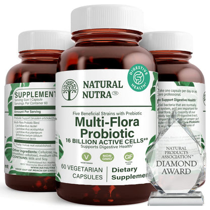 Natural Nutra Probiotic Quattro, 50 Vegetarian Capsules | Advanced Probiotic Supplement, 4 Powerful Strains Including Lactobacillus Acidophilus, Bifidus, Supports Digestive