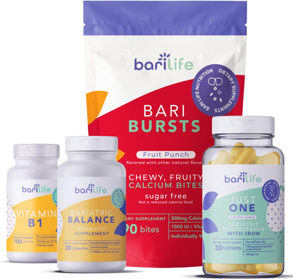 Bari Life Gastric Sleeve and Gastric Bypass Vitamin and Supplement Starter Kit (Fruit Punch)