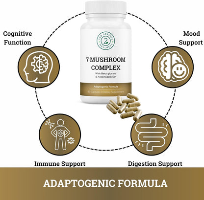 Magnesium Bisglycinate + 7 Mushroom Complex Bundle | Calm, Energy, Immunity, Muscle Support, Focus, Stress Balance & Daily Wellness