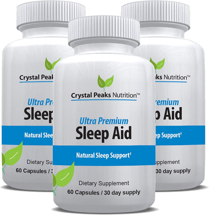 Natural Sleep Aid - Herbal Sleep Supplement Made with Valerian Root, Melatonin, Chamomile, Magnesium – Recommended for Difficulty Sleeping - Adult Extra Strength Sleeping Pills. 60 Vegan Capsules