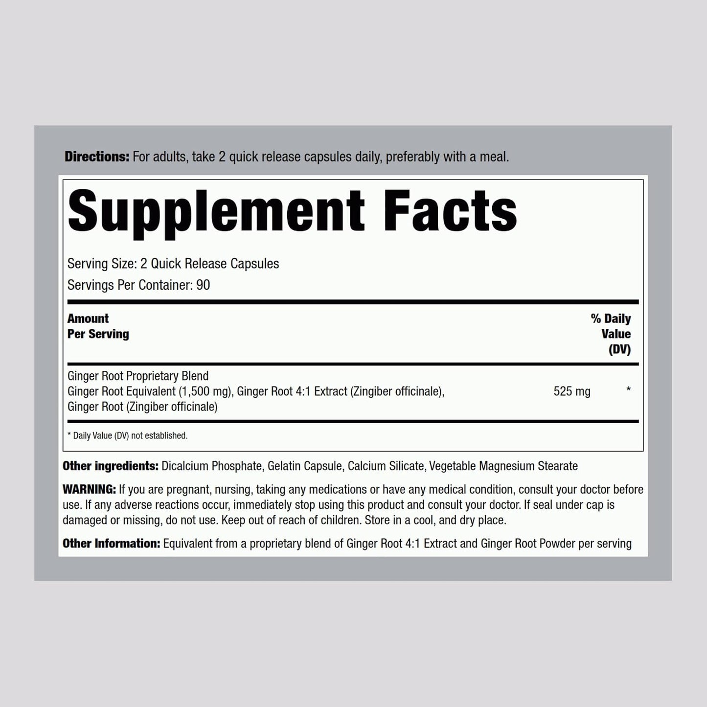 Piping Rock Ginger Root Extract Supplement | 180 Powder Capsules | Non-GMO & Gluten Free Concentrated Formula