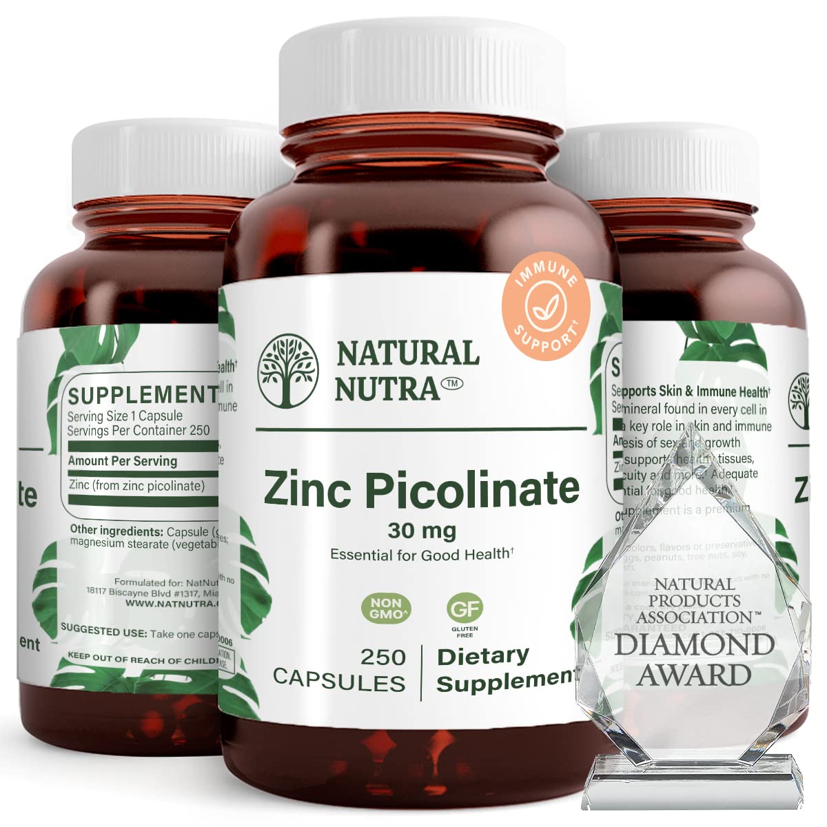 Natural Nutra Zinc Picolinate 30 mg, Double Strength, Raw and Pure, Highly Bioavailable Supplement for Growth and Immune Support, Helps Promote Skin Health, Helps Support Metabolic System 100 Capsules