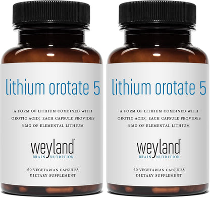 Lithium Orotate - 5mg of Elemental Lithium, 60 Vegetarian Capsules (Pack of 2)